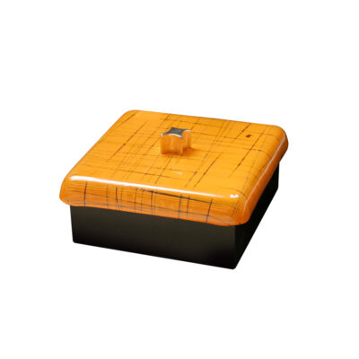 Square Box with Orange Lid 11x11x4.5cm