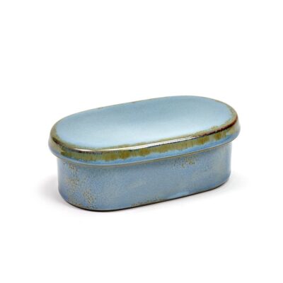 ALG Oval Butter Dish 14.5cm-Smokey Blue