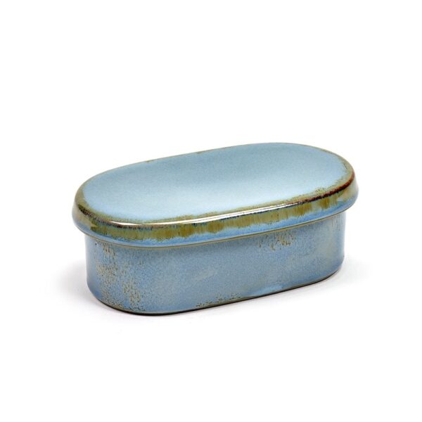 ALG Oval Butter Dish 14.5cm-Smokey Blue