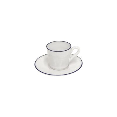 Beja Coffee Cup and Saucer - Blue Rim