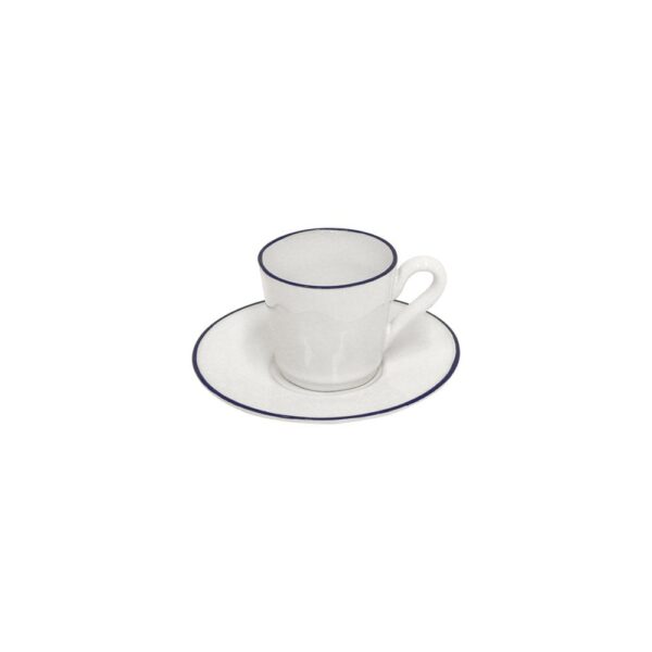 Beja Coffee Cup and Saucer - Blue Rim