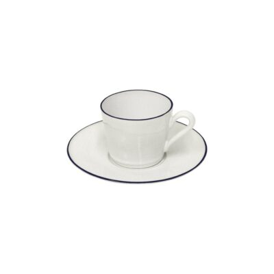 Beja Tea Cup and Saucer - Blue Rim
