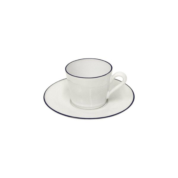 Beja Tea Cup and Saucer - Blue Rim