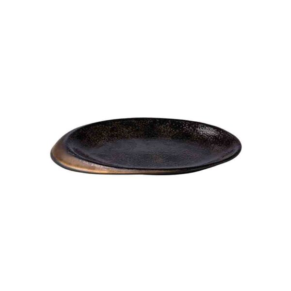 Black/ Gold Oval Plate 25.8x18.5x2cm