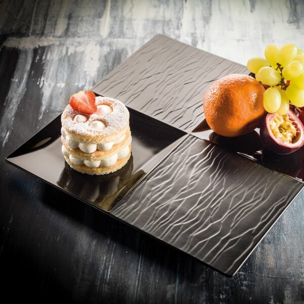 Black Matt/Shiny Sq Strata Plate 27cm