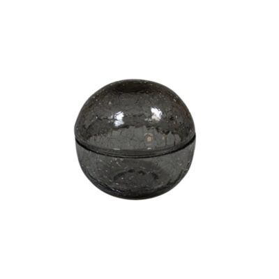 Crackled Glass Bowl w/Lid 12cm-Smoked