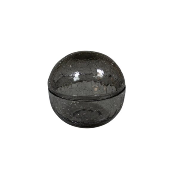 Crackled Glass Bowl w/Lid 12cm-Smoked