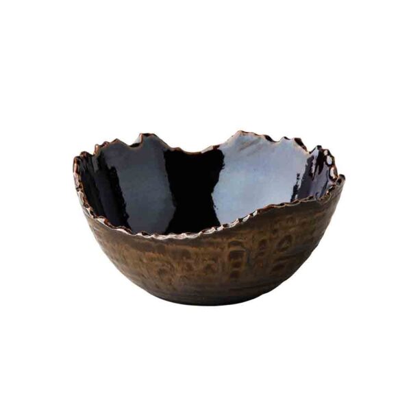 Dark Gold Metallic Cracked Bowl 16.5x7.5