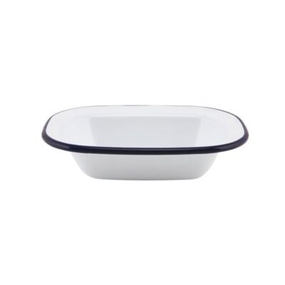 Enamel Pie Dish White/Blue 20x15x4.5cm