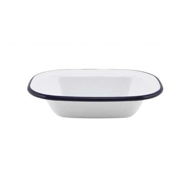 Enamel Pie Dish White/Blue 20x15x4.5cm