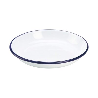 Enamel Rice/Pasta Plate white/Blue 22cm