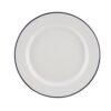 enamel wide rim plate white blue 24cm p2590 1975 image - G&G Goodfellows