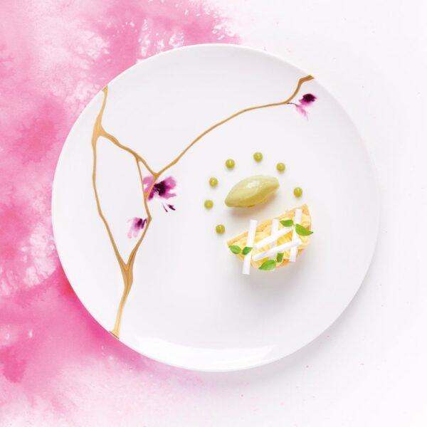 Kintsugi Plate 27cm - Pink Flower