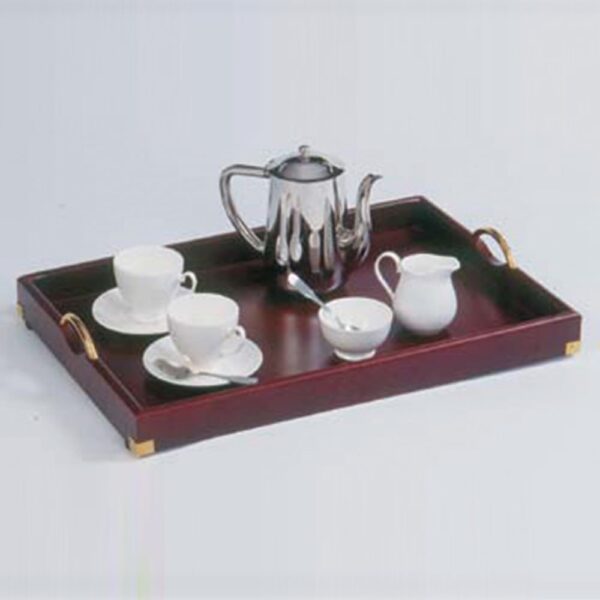 Mahog. Butler Tray Chrome Handles 40x60