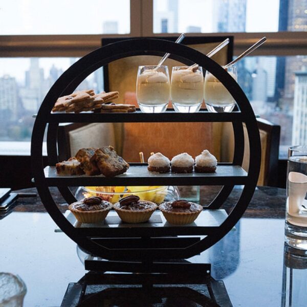 Metal Tea Stand w/Glass Shelves 31.5cm