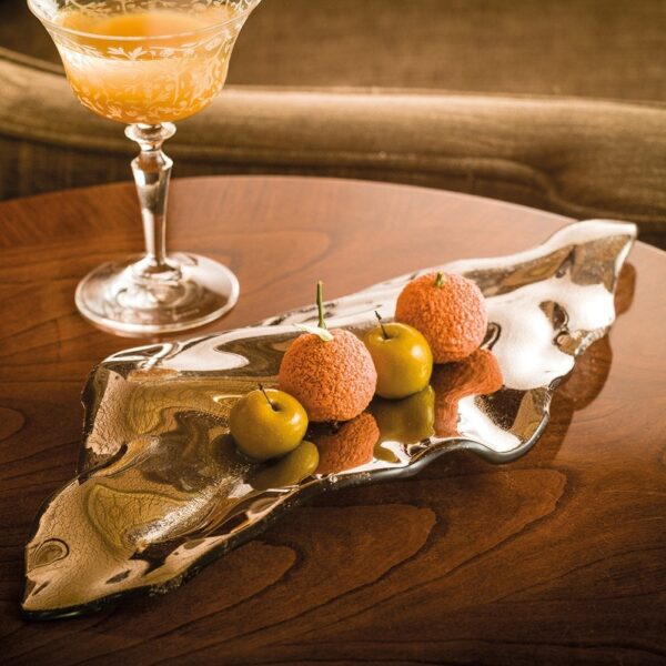 Metallic Leaf Fruit Plate 39x17.5x3cm(h)