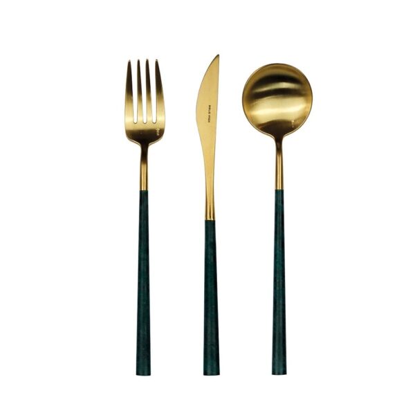 Neo Brush Gold Plate/Jade Dessert Spoon