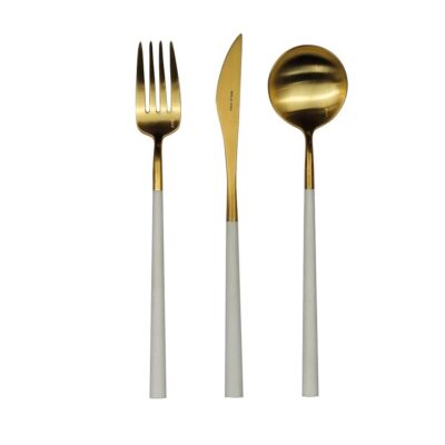 Neo Brush Gold Plate/White Dessert Knife