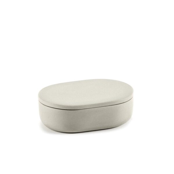 Oval Box w/Lid Cose 10.2x7cm - Beige