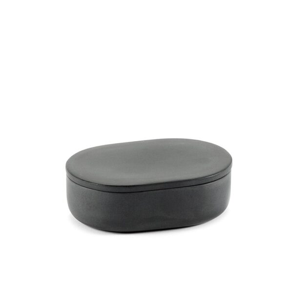 Oval Box w/Lid Cose 10.2x7cm - Dark Grey