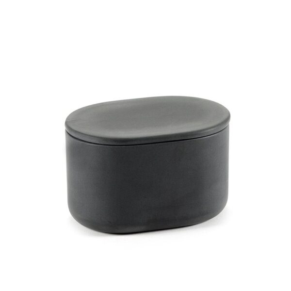 Oval Box w/Lid Cose 10.2x7cm - Dark Grey