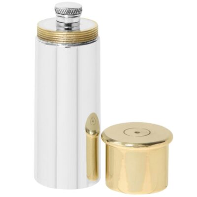 Pewter Hip Flask 6oz - Brass Lid 15x5cm