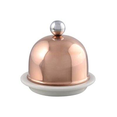 Porcelain Butter Dish with Copper