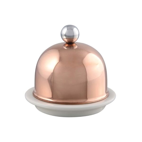 Porcelain Butter Dish with Copper