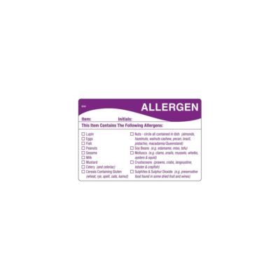 Removable Allergen Shelf Life label