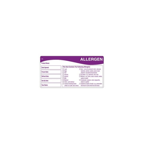 Removable Allergen Storage Label
