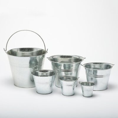 Silver Metal Bucket 15cm(h)