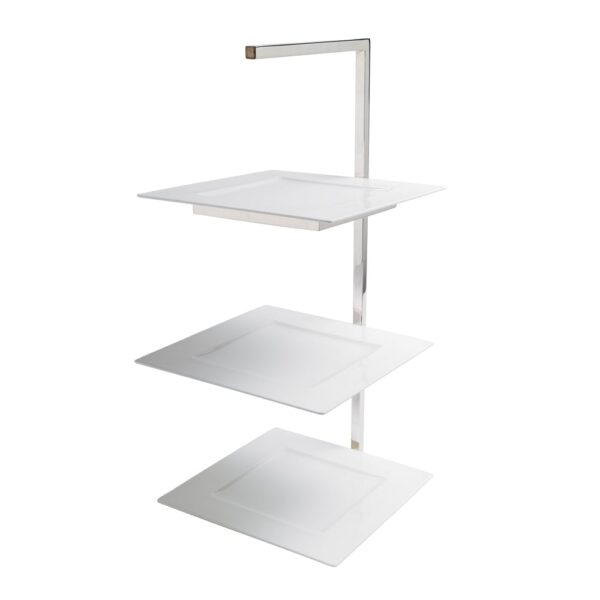 Silver Square 3 Tier Tea Stand H52cm