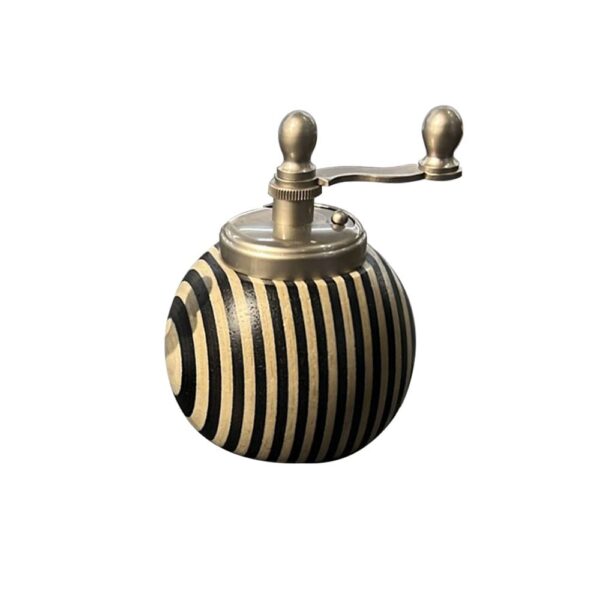 Zebra Wood and Satin Nickel Plated Brass Pepper Mill