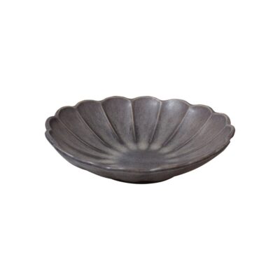 Flower Deep Plate 24cm - Grey