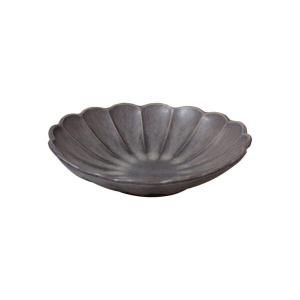 Flower Deep Plate 24cm - Grey