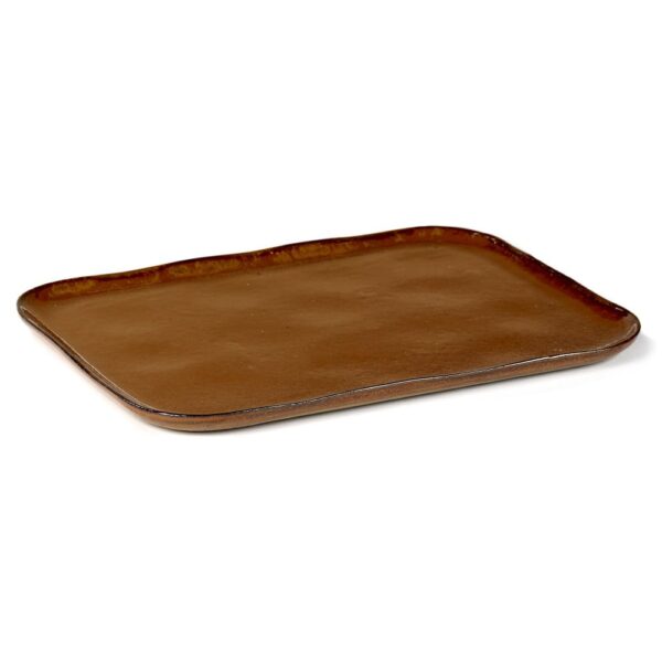 Merci Rect Plate 32x1.4 (h) - Ocre/Brown