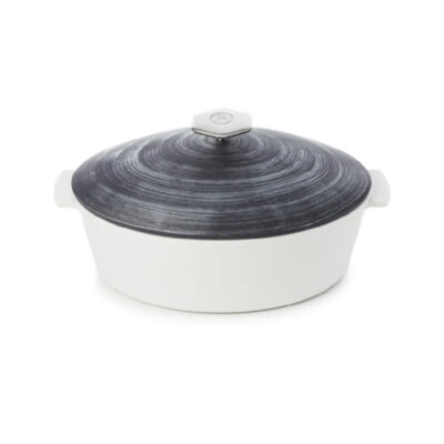 Oval Cocotte 32.5x26.5x16cm(h)-Silver