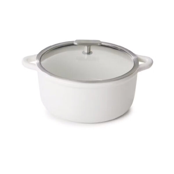 Cocotte Induction 26cm w/Glass Lid - Alabaster White