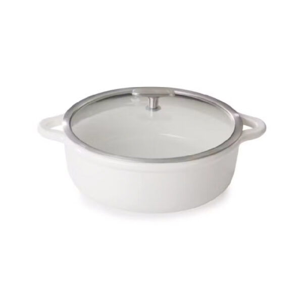 Cocotte Induction 29cm w/Glass Lid - Alabaster White