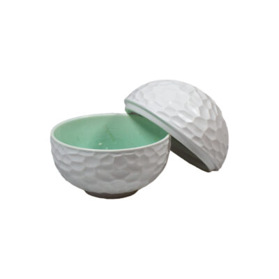 Crystal Bowl with Lid - White and Green 12cm